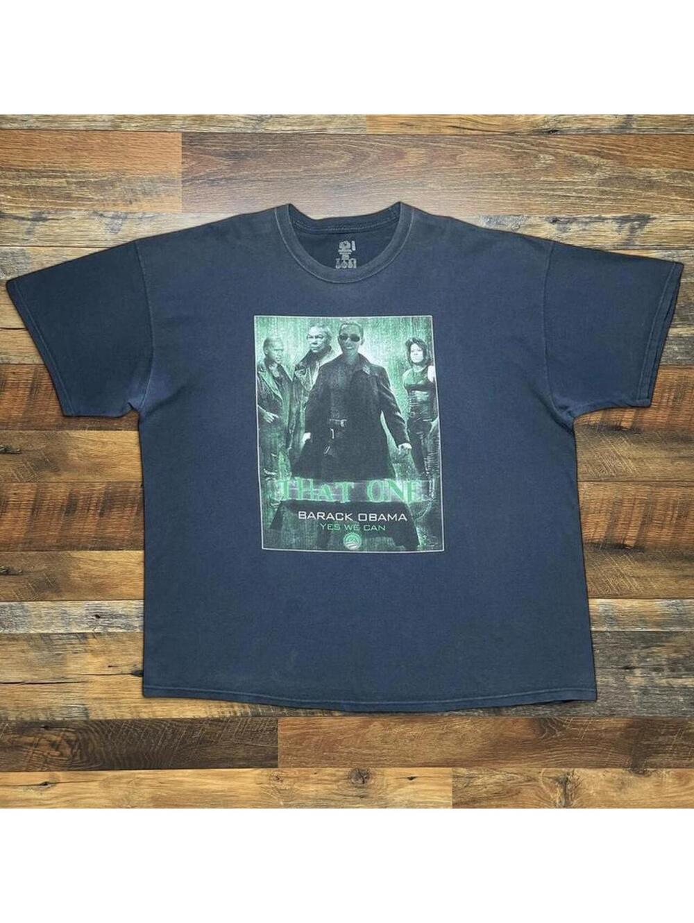 Y2K Barack Obama T-Shirt Size 2XL Matrix Parody “That One Yes We Can”